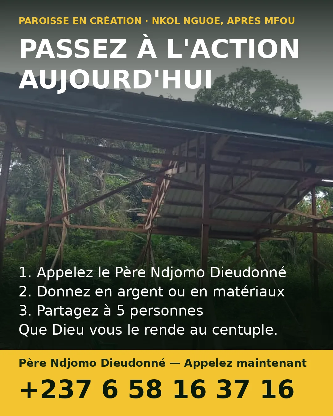 Aides pour construction d'une église à Yaoundé